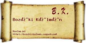 Bozóki Kálmán névjegykártya